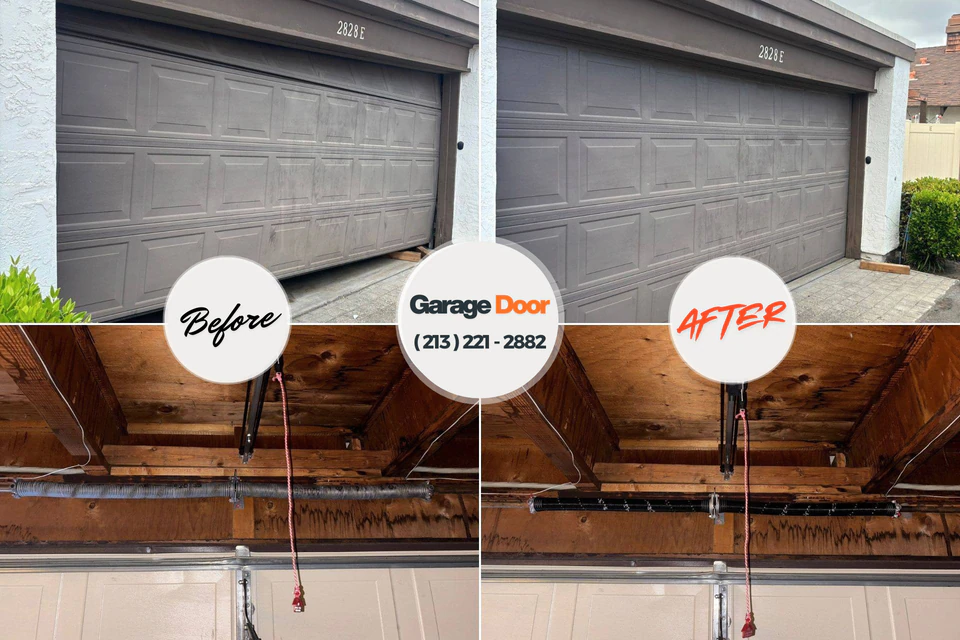 Before and after: garage door repair Hanamaulu, HI